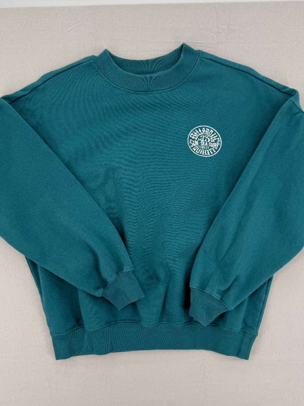 Billabong Graphic Crewneck Sweatshirt Teal Beach Surf Fleece Skate Y2K  Women S